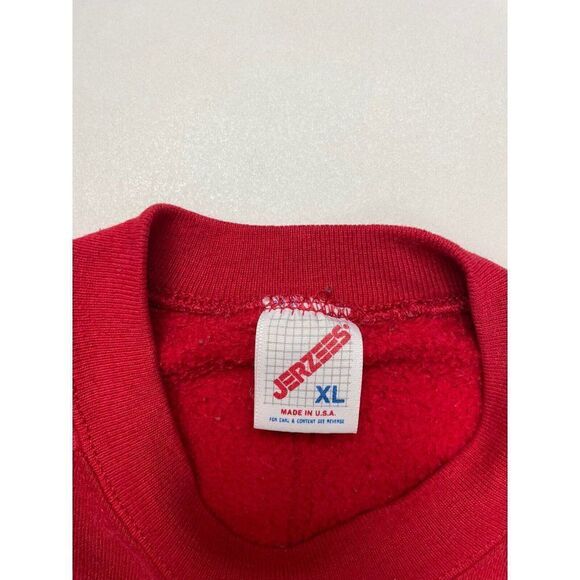 VINTAGE Jerzees Blank Crewneck Sweatshirt Men XL Red USA 90s - Picture 5 of 7